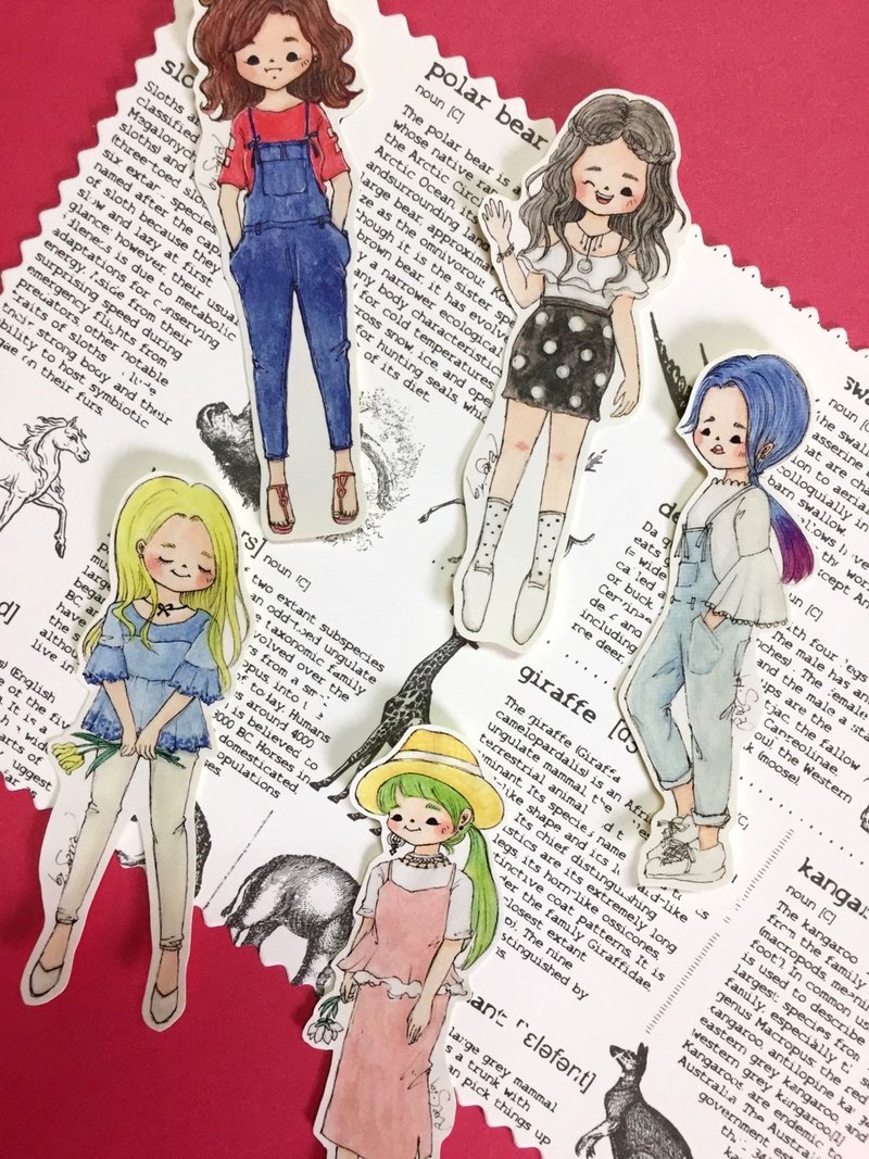 女孩们贴纸R组(五入一组) - 贴纸 - 纸 红色