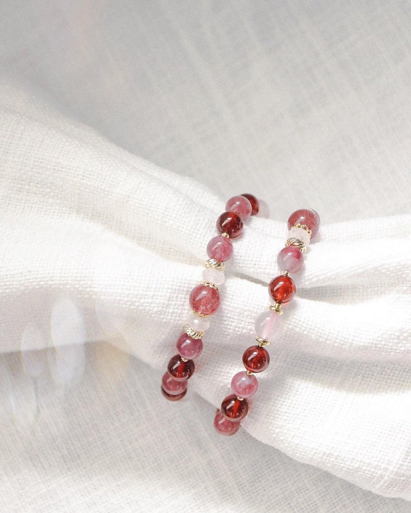 星光草莓设计款手链 - 手链/手环 - 水晶 粉红色