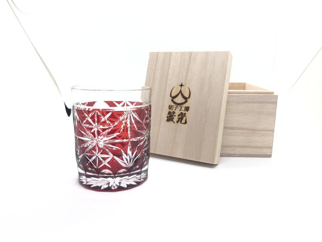Chrysanthemum and hemp rock glass - 玻璃杯 - 玻璃 红色