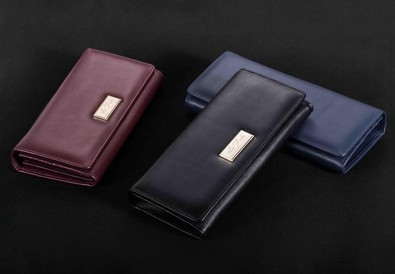 Goody Bag - 【La Fede】RFID防盗小牛皮扣式长夹+零钱包 - 皮夹/钱包 - 真皮 黑色