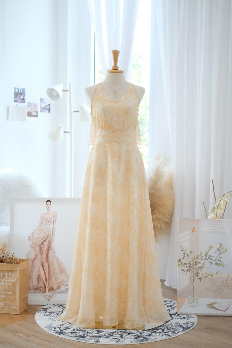 派对礼服 伴娘服 露背洋装 海边度假洋装 - 洋装/连衣裙 - 聚酯纤维 橘色