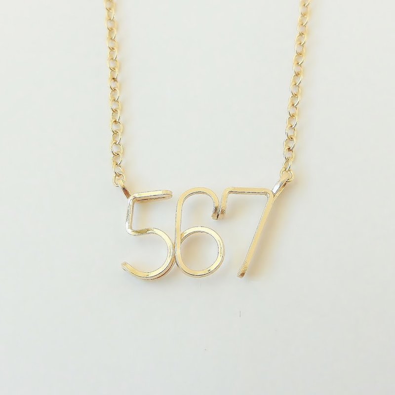 Number (number) 3-digit necklace / square - 项链 - 其他金属 金色