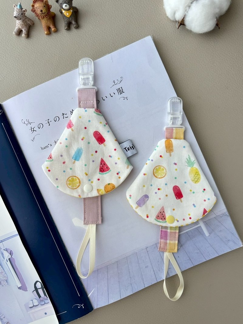 奶嘴链 + 奶嘴保护套  甜心熊熊软糖 手作宝宝礼物 弥月礼 - 满月礼盒 - 棉．麻 粉红色