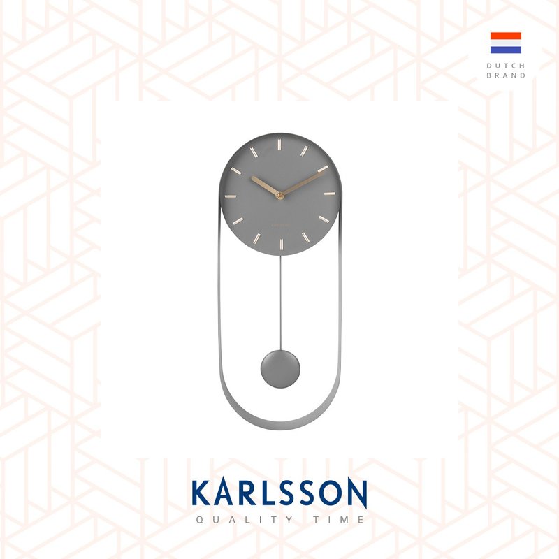 荷兰Karlsson 50cm Wall clock Pendulum Charm steel grey摇摆钟 - 时钟/闹钟 - 其他金属 灰色