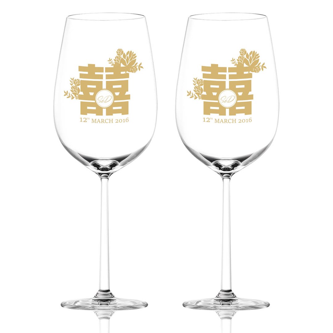 文字雕刻|订制雕刻红酒对杯 复古文字雕刻新婚礼物定制化礼物 - 酒杯/酒器 - 玻璃 