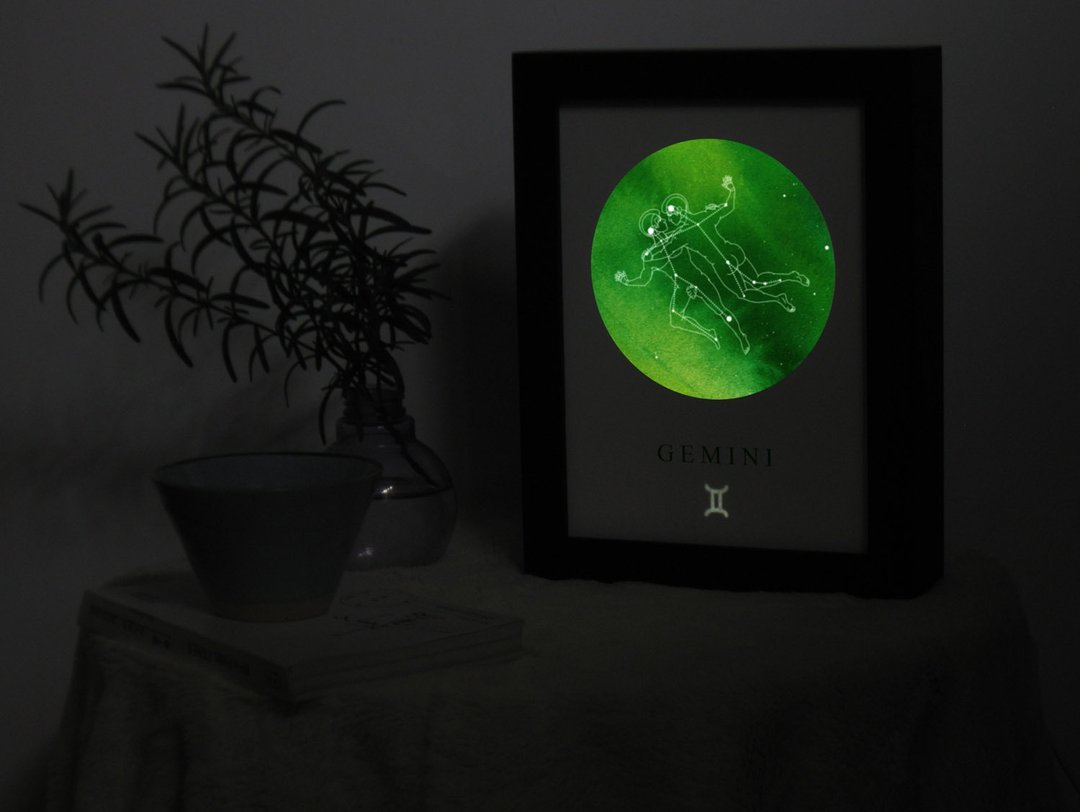 定制星座小夜灯 Gemini 给好友的毕业礼物 可调光陪伴工作学习 - 灯具/灯饰 - 纸 蓝色