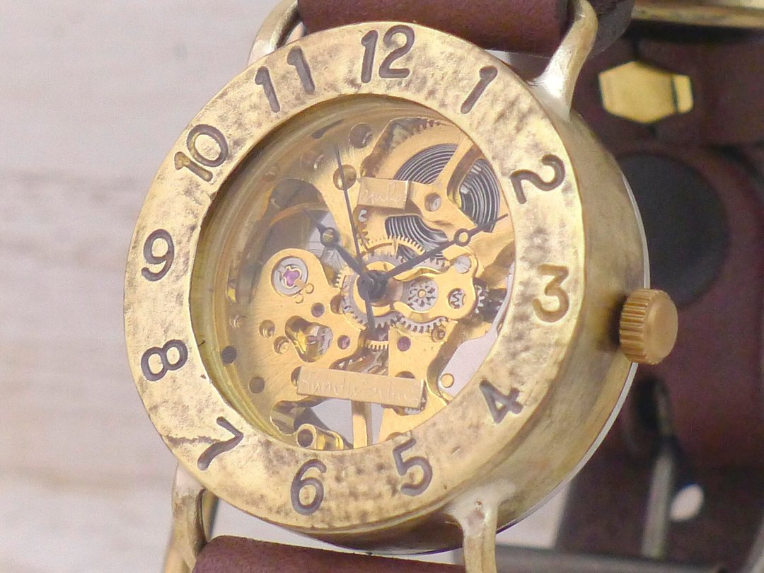 BHW048 Manual winding 35mm Brass model Handmade wristwatch (BHW048) - 男表/中性表 - 铜/黄铜 金色