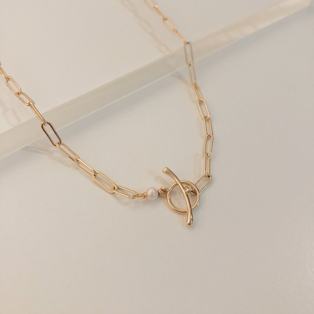 日常 厚镀14K金 珍珠项链 - 项链 - 珍珠 金色