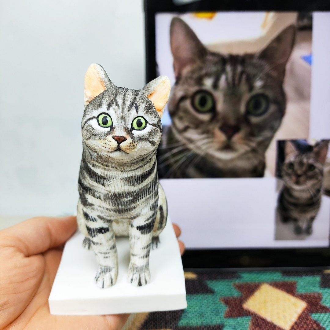 纯手工定制3D宠物艺术娃娃 订制狗狗猫咪毛小孩似颜绘肖像画公仔 - 玩偶/公仔 - 粘土 多色