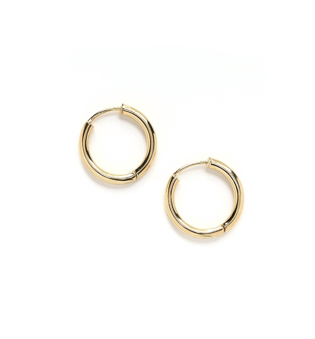 [Made in Japan] K18YG (18K Yellow Gold) Ring Hoop Earrings 15mm x 2mm [Pair] - 耳环/耳夹 - 其他金属 金色