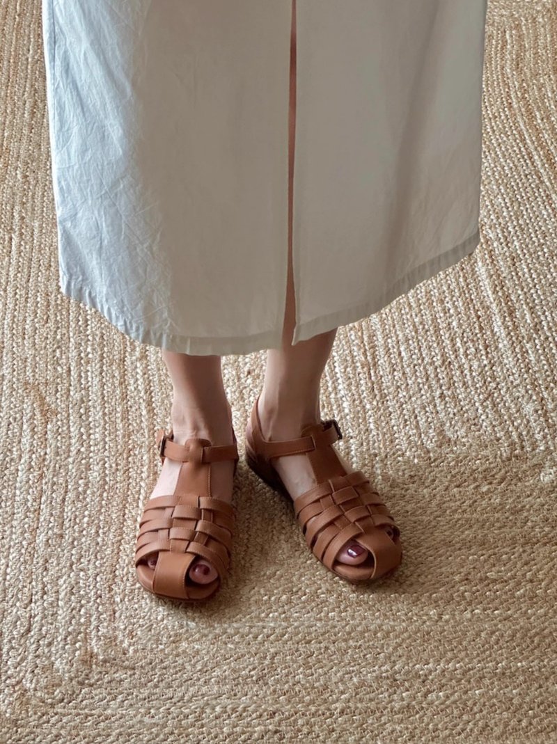 油腊小牛皮 复古罗马凉鞋 全手工编织 - 男女凉鞋 - 真皮 多色