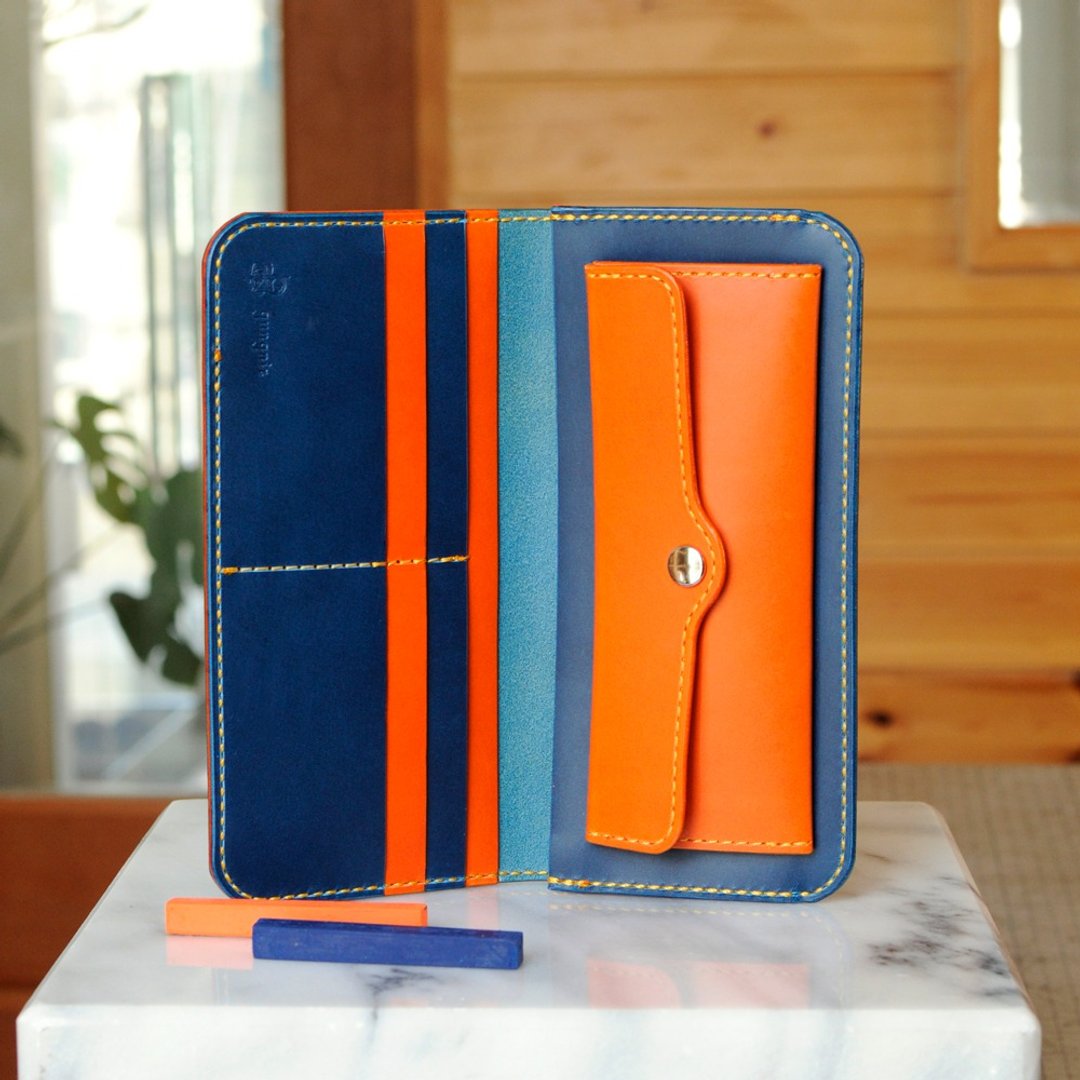 Simple wallet B No.8 Buttero - 皮夹/钱包 - 真皮 蓝色