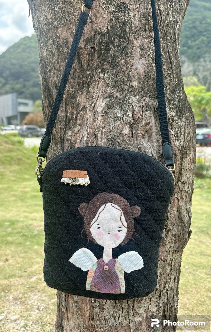 天使女孩手机 零钱斜背包 散步包 - 侧背包/斜挎包 - 棉．麻 