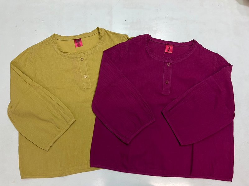 【声声慢】早秋新款 波浪领口长袖上衣 - 女装上衣 - 棉．麻 