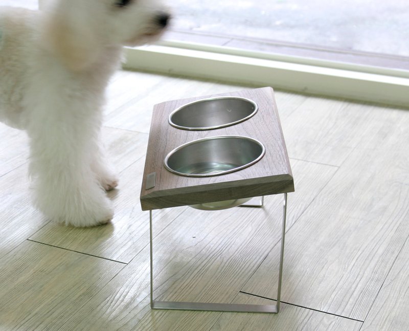 【毛家私】不锈钢便当餐架-双碗/斜面 - 碗/碗架 - 木头 