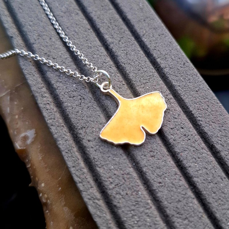 银杏珐琅项链 - 项链 - 贵金属 