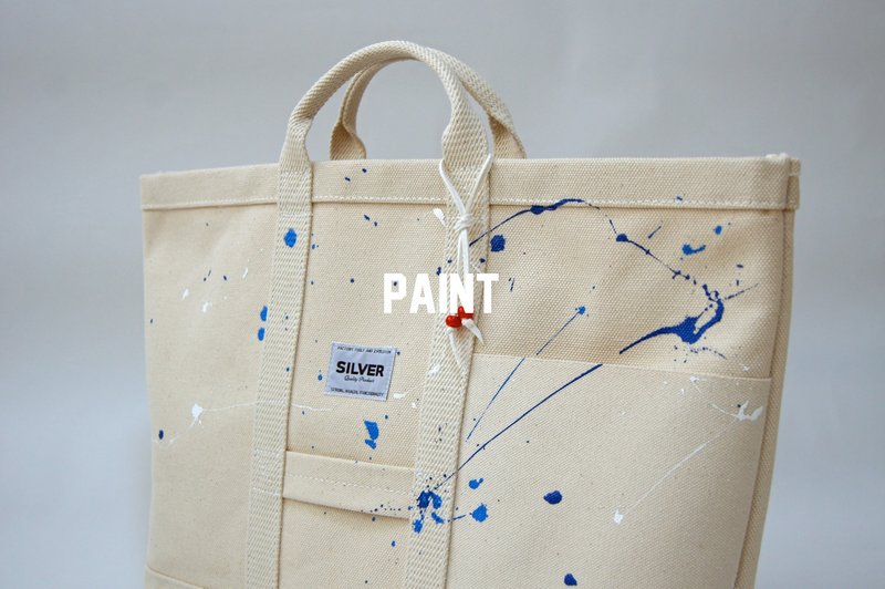 I  加购  I 包包泼墨设计 手工加工服务　PAINT CUSTOM - 手提包/手提袋 - 棉．麻 白色