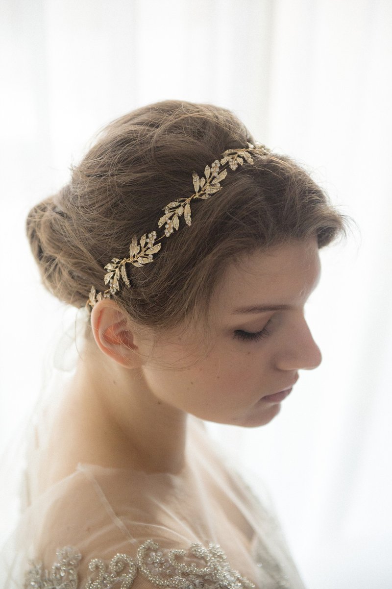 淡金色复古风新娘发带 头饰 发饰 - 发饰 - 其他材质 