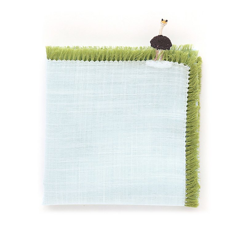 草鸵鸟手帕 41x41cm 100% 棉 日本制 礼品 - 手帕/方巾 - 棉．麻 蓝色