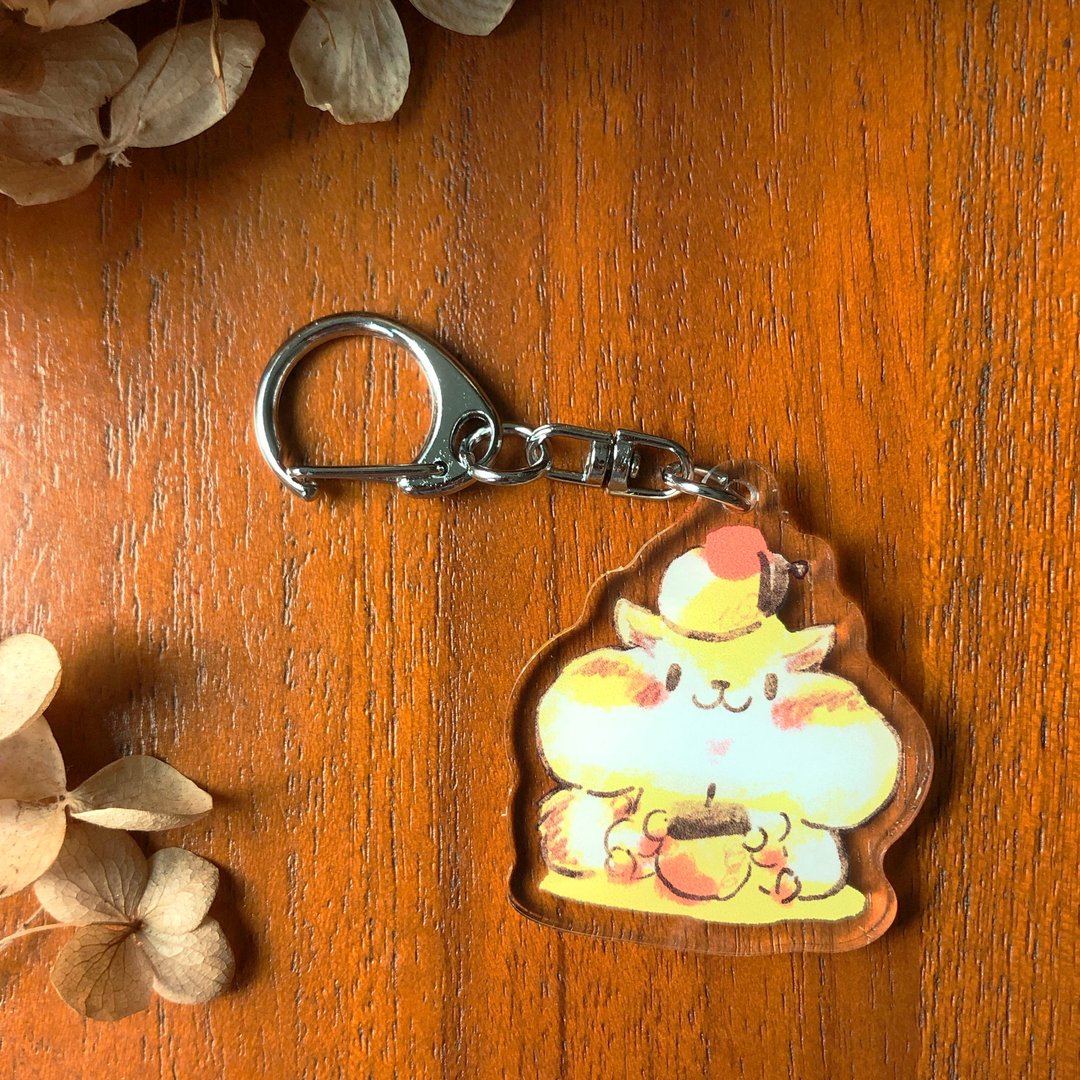 | 压克力钥匙圈 | 花栗鼠与橡实 - 钥匙链/钥匙包 - 压克力 橘色