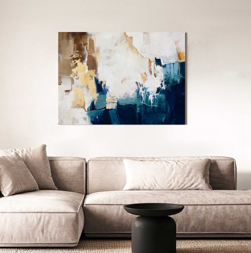 海军抽象画 | 海军棕壁画 | 海军帆布画 | 蓝色闪光 2 - 墙贴/壁贴 - 棉．麻 蓝色