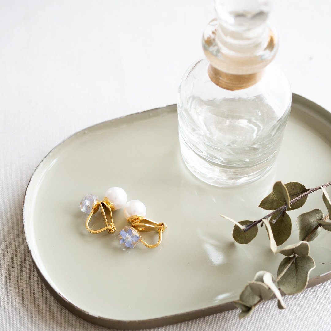 Forget-me-not 2way small Clip-On/E-210 - 耳环/耳夹 - 树脂 蓝色