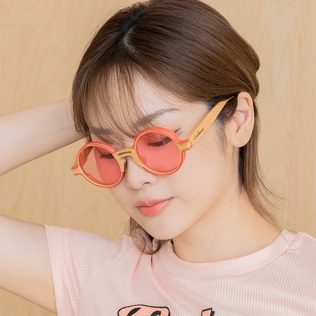 BENDER-CL (Pink Veneer) , Handmade Wooden Sunglasses - 墨镜 - 木头 粉红色