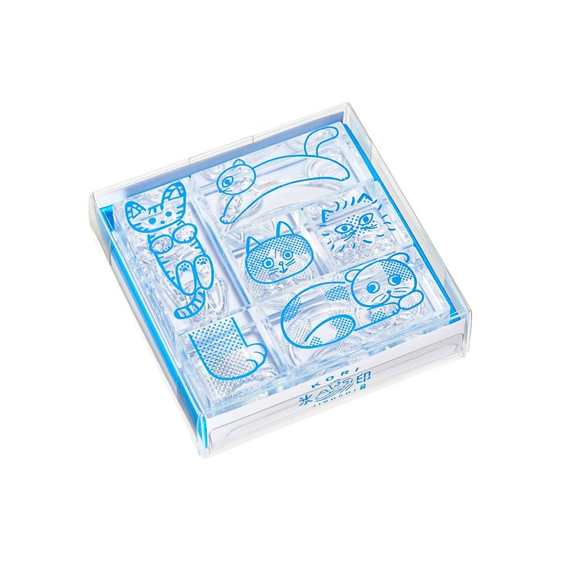 【KING JIM】HITOTOKI 冰块水晶印章 SET 猫咪 - 印章/印台 - 其他材质 透明