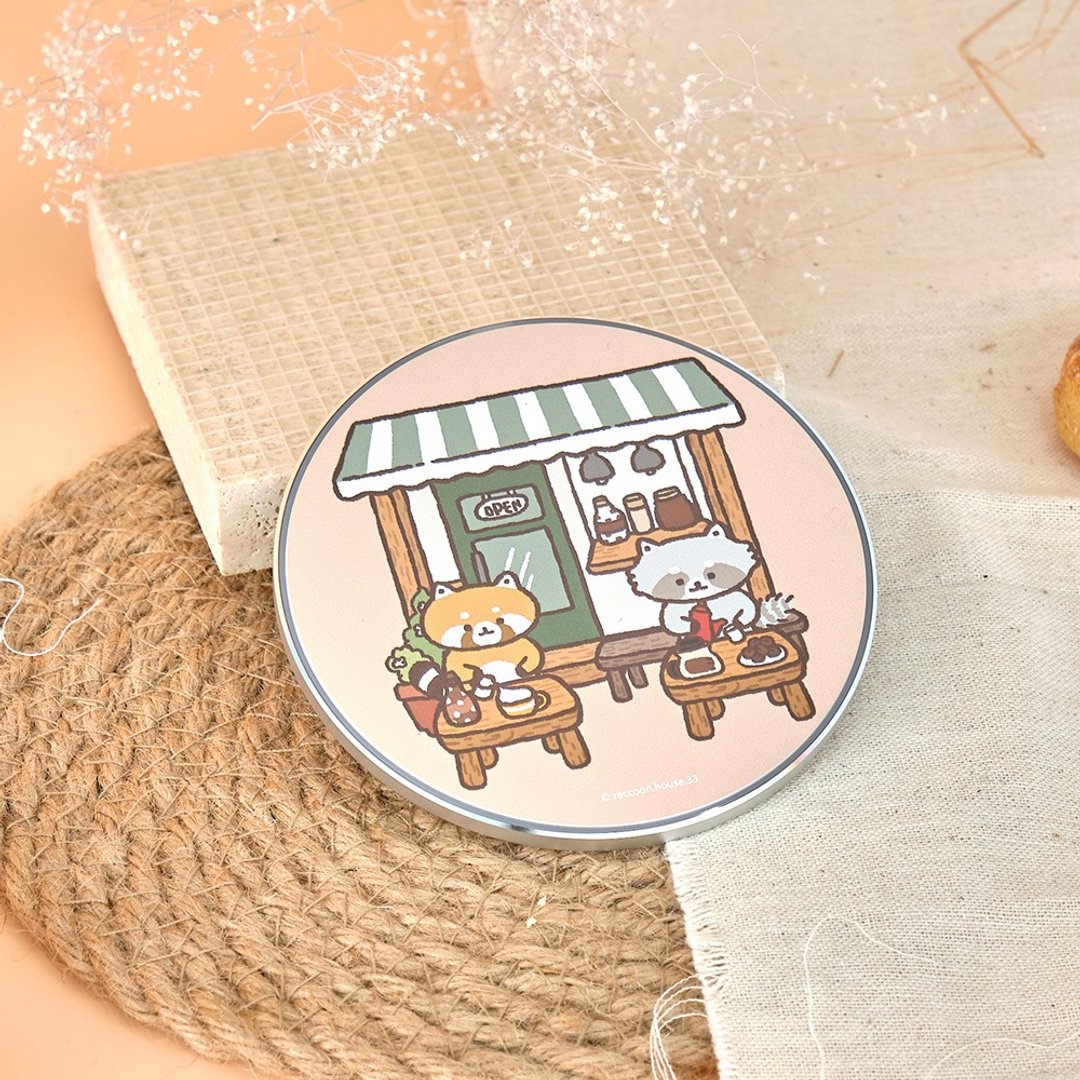 浣熊菓子屋咖啡店无线充电盘 - 手机充电及周边 - 塑料 多色