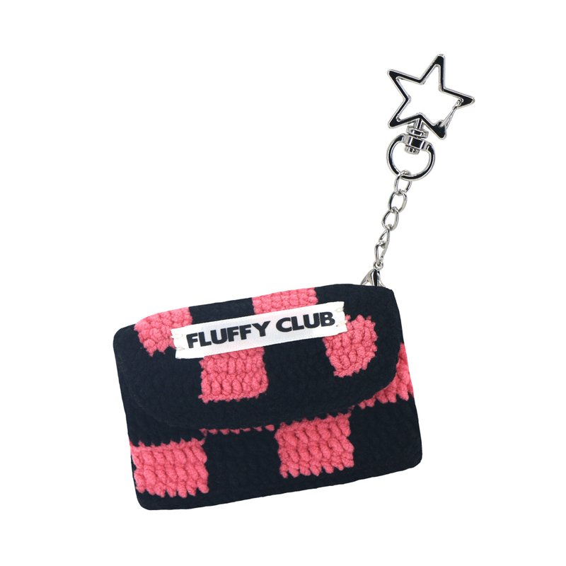 棋盘格编织卡夹 方格纹零钱包 - 皮夹/钱包 - 绣线 黑色