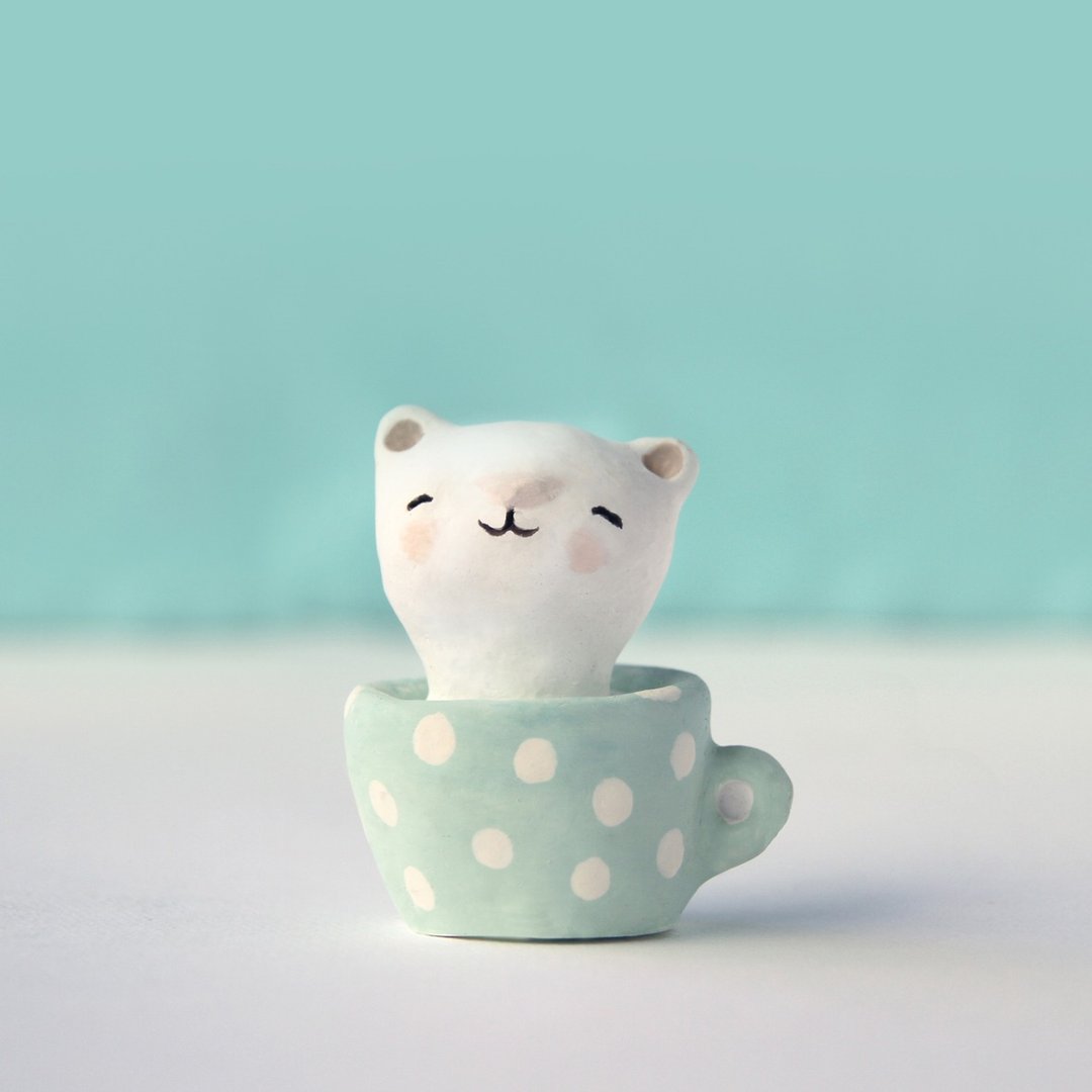 茶杯点点猫薰香石/湖水绿  生日礼物/交换礼物/情人礼物/圣诞节 - 香薰/精油/线香 - 其他材质 蓝色