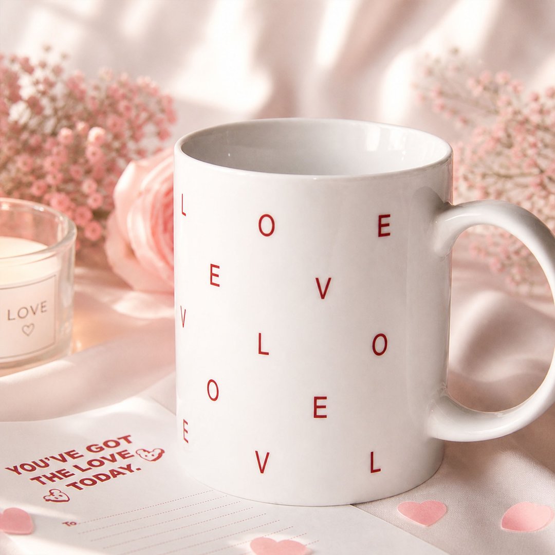 Almost Said 'Love' Mug - LOEV Mug — 害羞告白咖啡杯 - 咖啡杯/马克杯 - 陶 白色