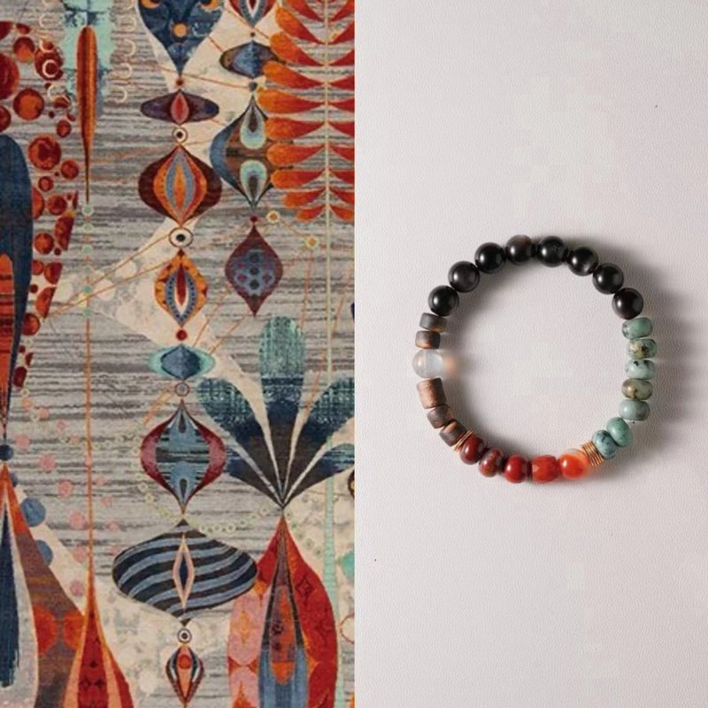 山萘Shannai原创梳风锁月黑曜石情侣手串送男友 - 手链/手环 - 玉石 多色