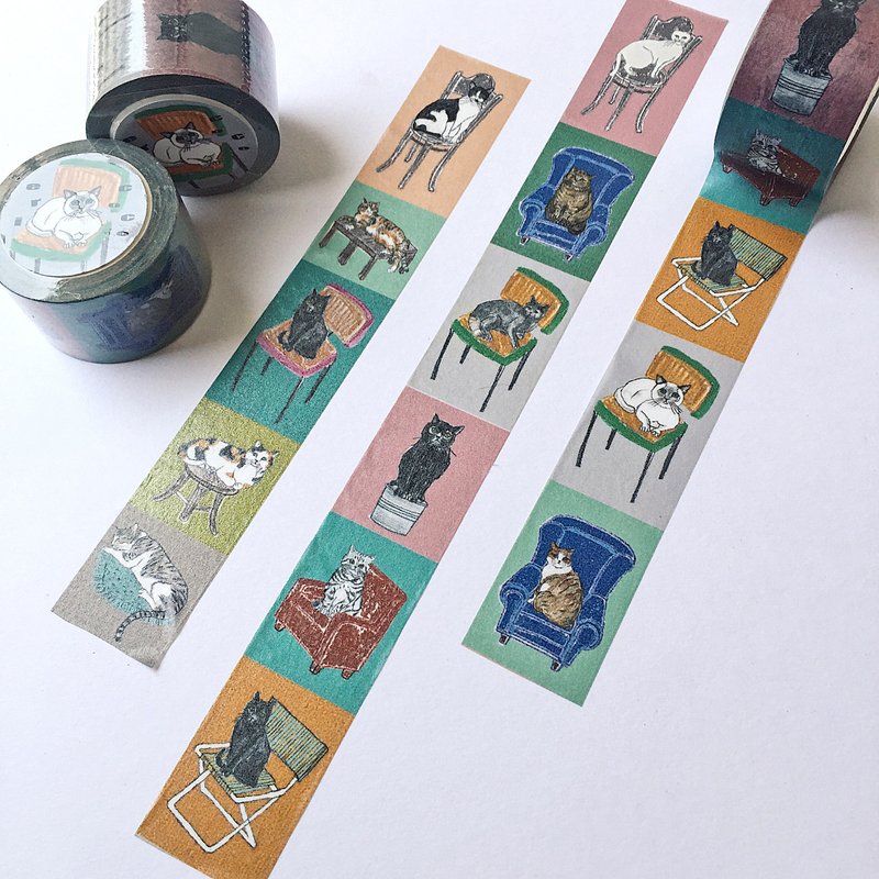 在家的猫咪和纸胶带 - 纸胶带 - 纸 多色