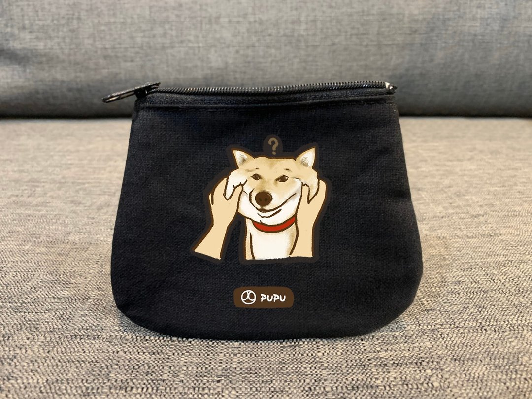 柴犬捏脸--零钱包--台湾制棉麻-拉链-钞票卡片-环保-苍蝇星球 - 零钱包 - 棉 咖啡色