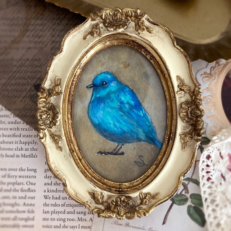 雀/ 绘画、仿古风格、古董、室内装饰 - 海报/装饰画/版画 - 纸 蓝色