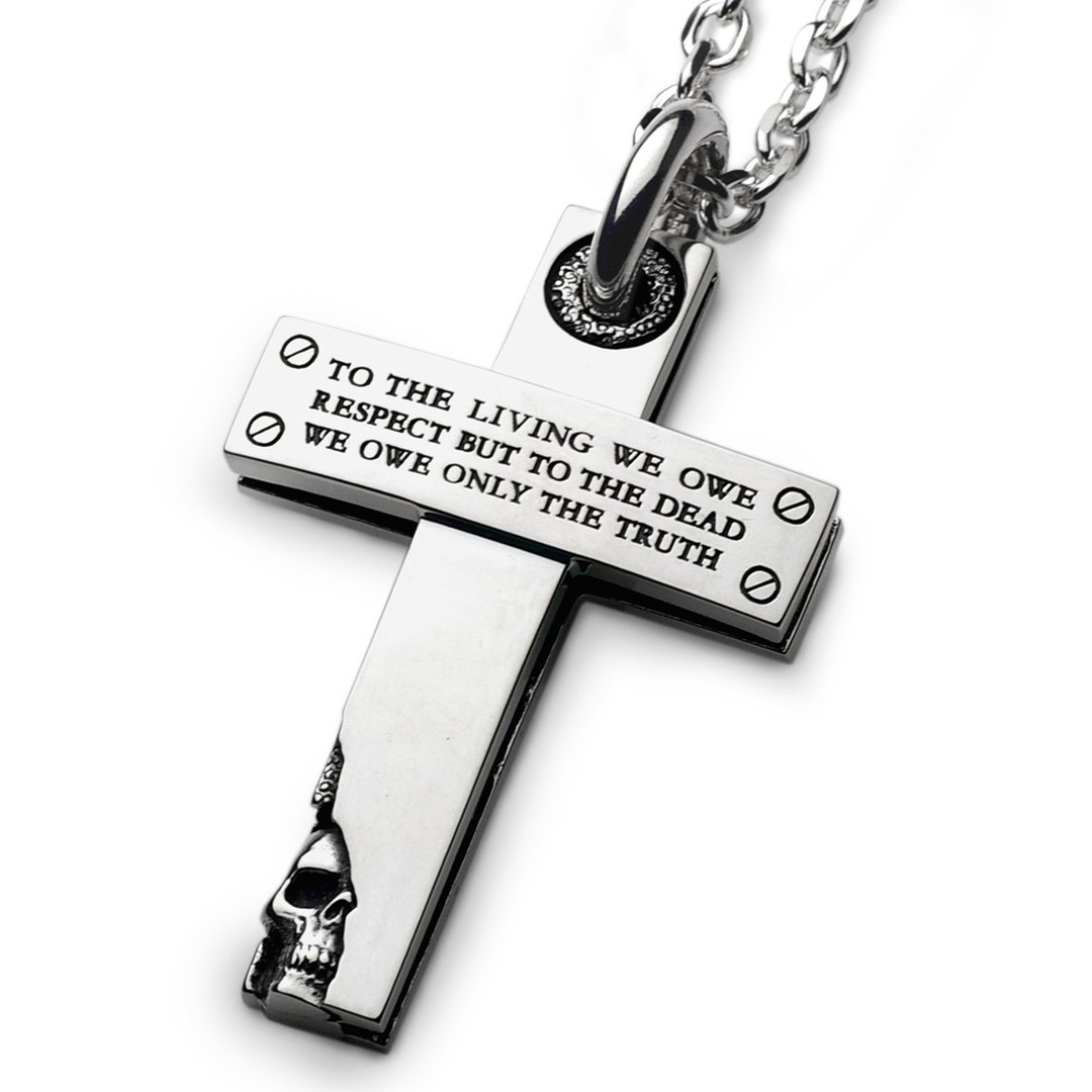 skull corss necklace,sterling silver,biker necklace,gothic necklace,fc214 - 项链 - 纯银 