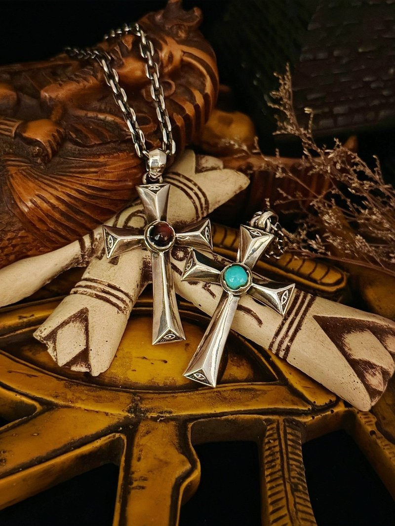 【埃及神只系列】安卡 925 Silver/纯银/坠饰/不含链/松石/茶晶 - 项链 - 纯银 银色