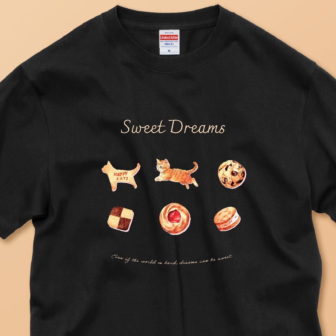 SWEET DREAMS_猫与饼干 / 安心品质 / 经典纯棉T恤 - 女装 T 恤 - 棉．麻 白色