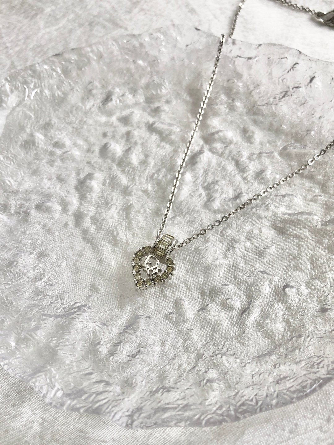 【日本直送 名牌中古包】Christian Dior クリスチャン ディオール 项链 银色 标志 爱心 宝石 vintage jactup - 项链 - 其他材质 银色