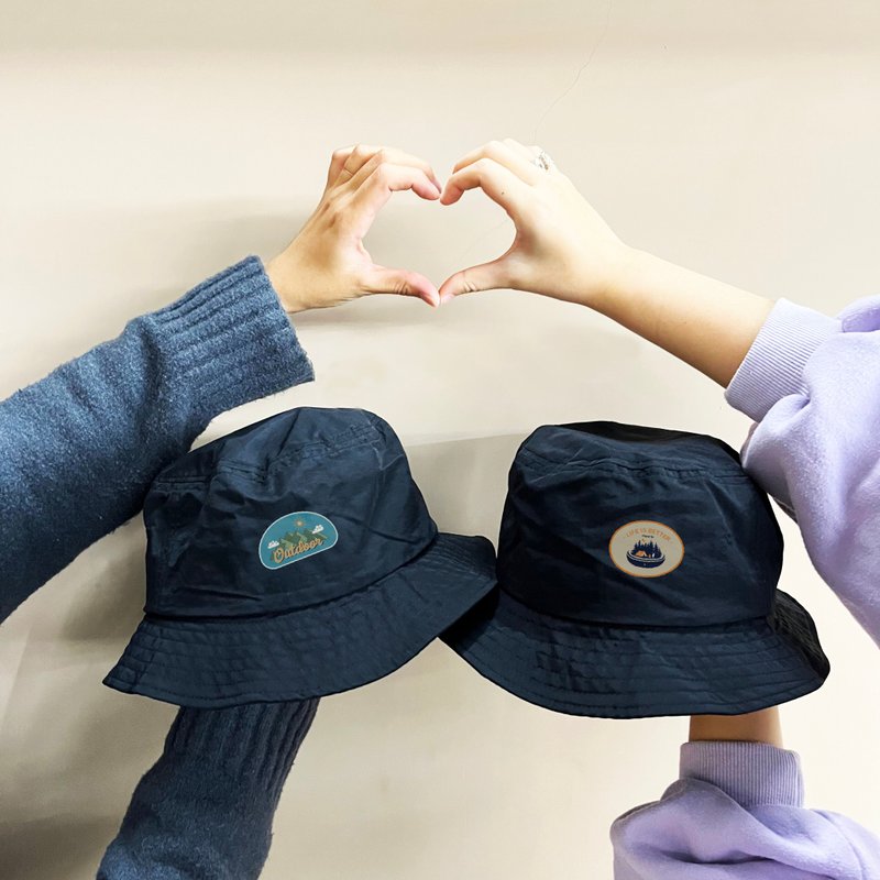 【1314爱恋两入组】定制&设计款-防泼渔夫帽 - 帽子 - 尼龙 黑色