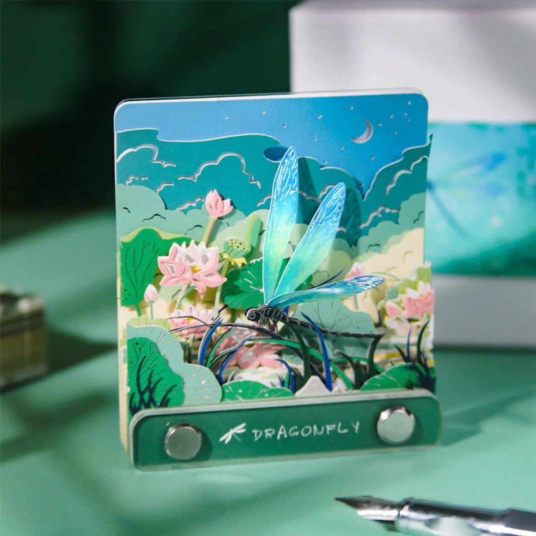 立体纸雕便签 / 蜻蜓独舞 - 便条纸/标签贴 - 纸 
