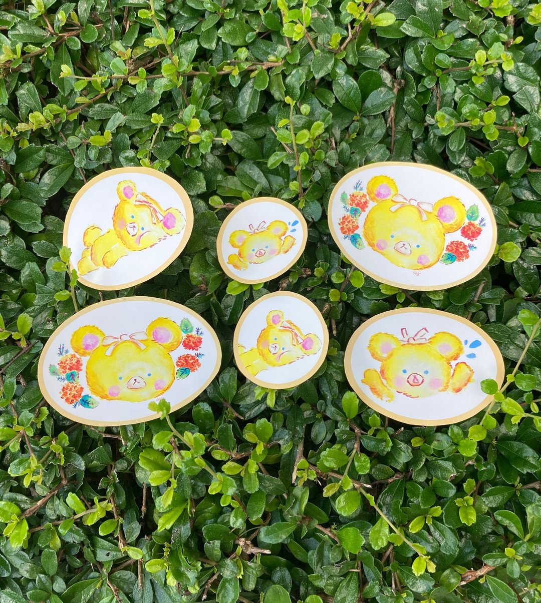 熊 防水贴纸 1包6个 - 贴纸 - 纸 黄色