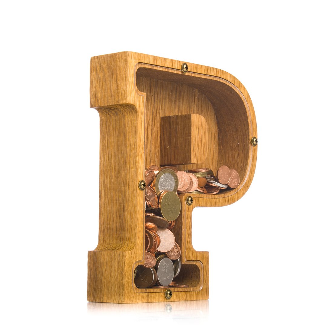 Adult money box LETTER Wood piggy bank for girls boys Nursery decor - 储蓄罐 - 木头 