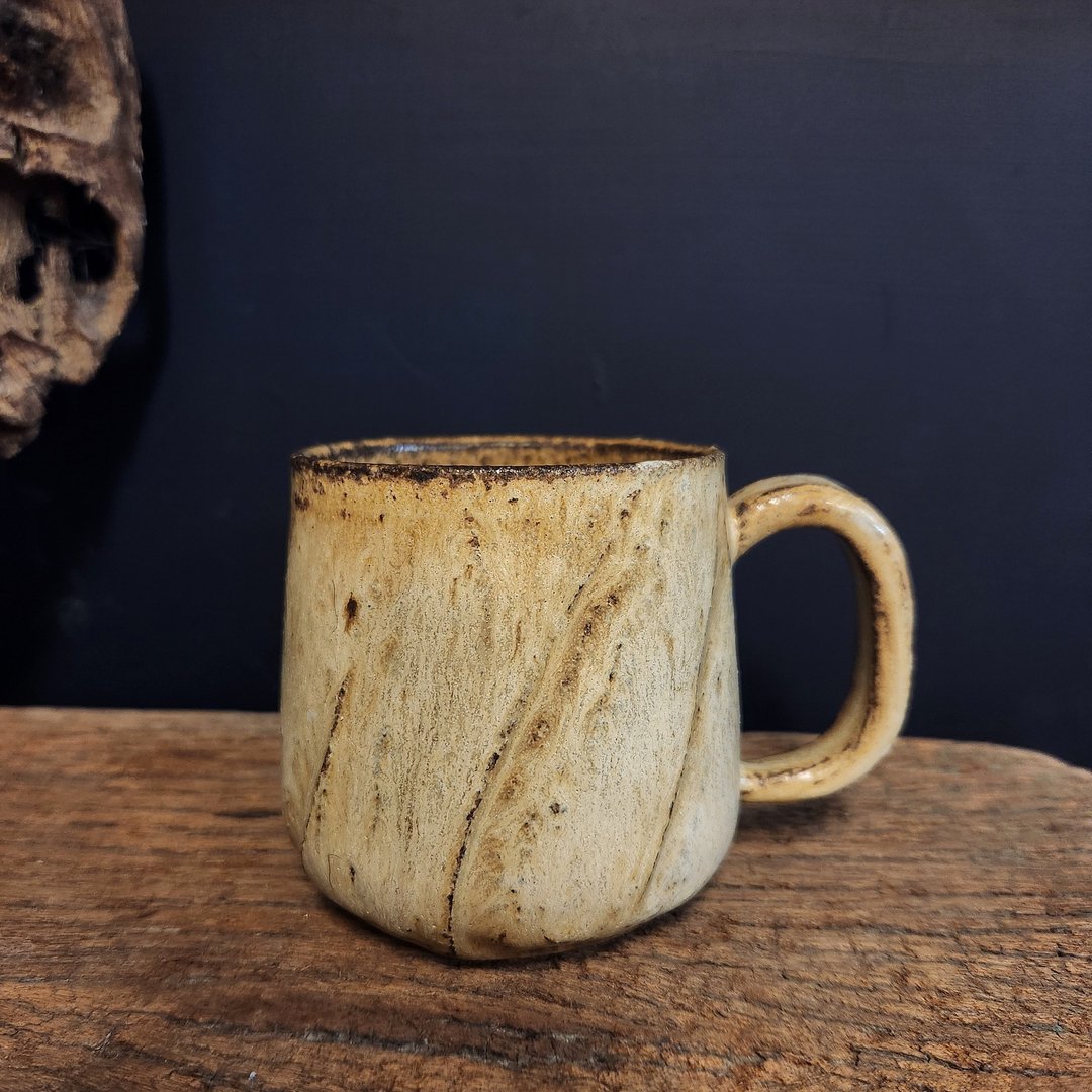 手工陶/灰釉马克杯 / 咖啡杯 - 咖啡杯/马克杯 - 陶 黄色