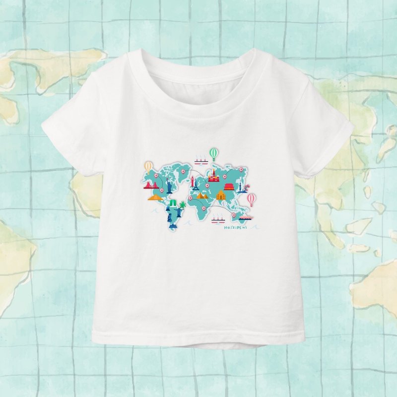 旅行地图 -童 - 童装上衣 - 棉．麻 白色