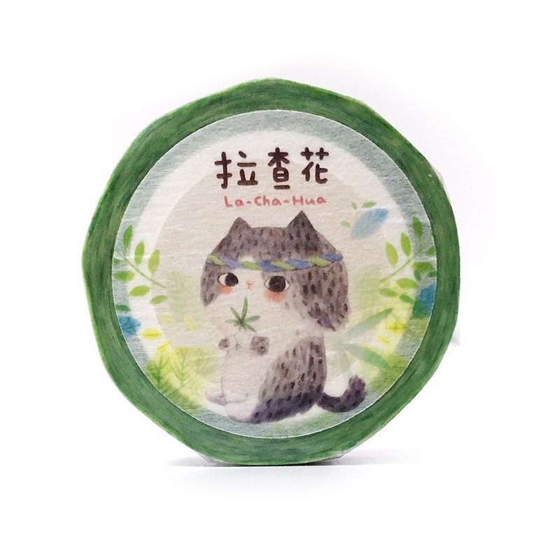 猫咪纸胶带 15mm - Love&Peace 拉拉 - 纸胶带 - 纸 绿色