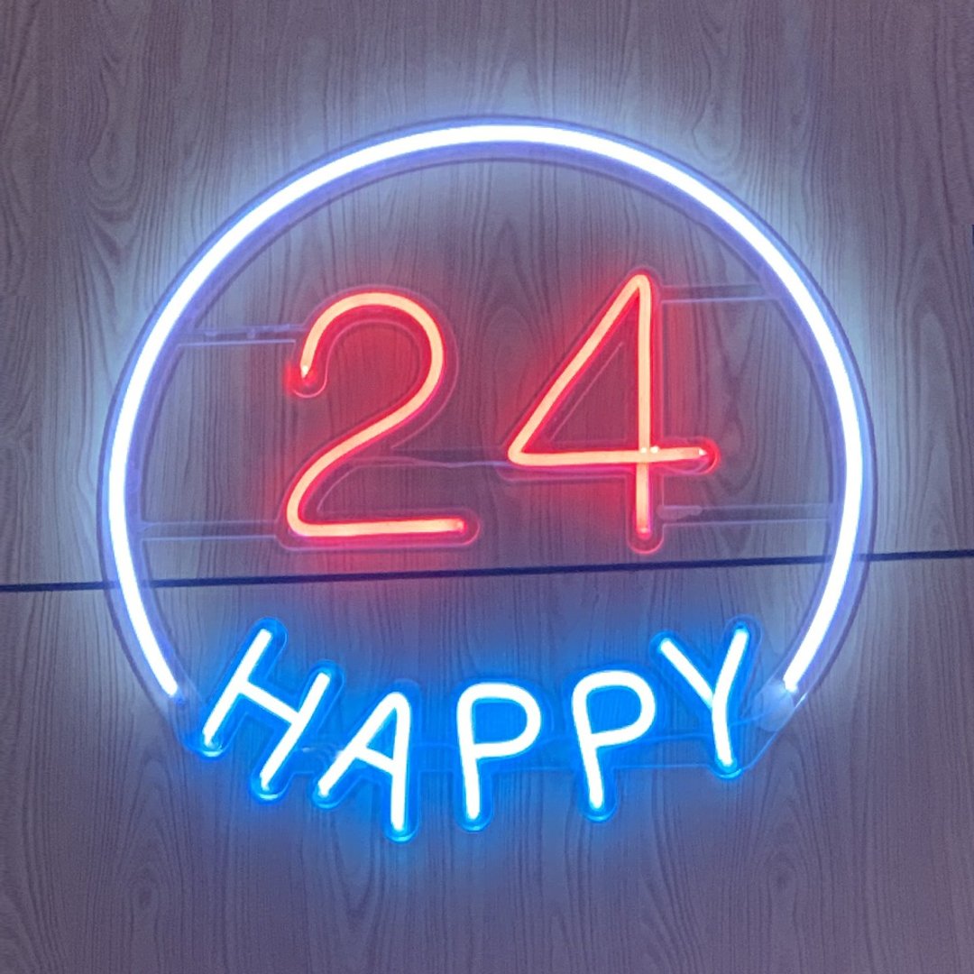 24 Happy礼物霓虹灯LED发光字Neon Sign广告招牌Logo餐厅酒吧咖啡 - 灯具/灯饰 - 压克力 透明