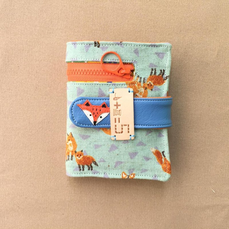 *三角小狐狸蓝绿色 布短夹* - 皮夹/钱包 - 棉．麻 绿色