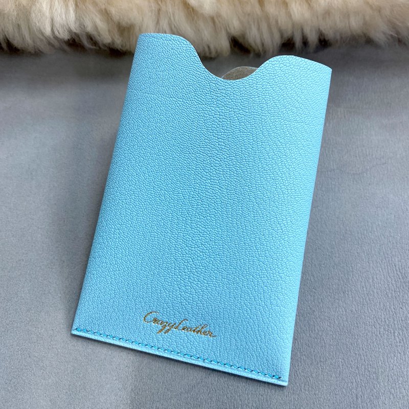 手工缝制法国羊皮护照套 - 宝宝蓝附卡位缓存设计 (提供烫金定制) - 护照夹/护照套 - 真皮 